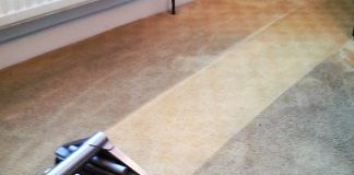 How to Clean Ketchup Stains from Carpets? Close-up of a stain being cleaned from a carpet