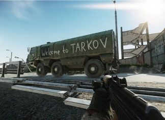 Escape From Tarkov’s Hacker Underworld Tactical first person shooter gameplay scene in a ruined building